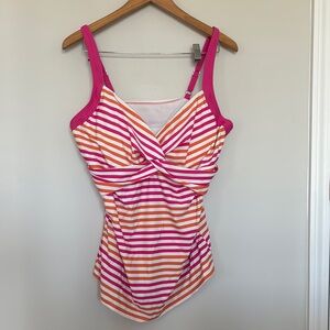 Lands’ End Striped Tankini Top Sz 18 EUC